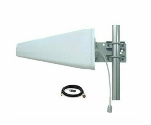 Powertec 4G-5G Wideband LPDA Antenna, 698 to 4000 MHz, N Female, PTL-240 Coaxial Cable N Male to SMA Male, 10m
